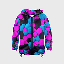 Ветровка с капюшоном детская Узор черные розовые синии фигуры, цвет: 3D-черный