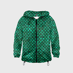 Ветровка с капюшоном детская Кожа изумрудного дракона, цвет: 3D-черный