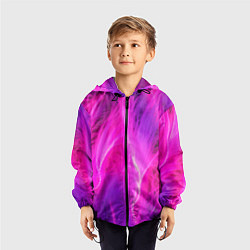 Ветровка с капюшоном детская Pink abstract texture, цвет: 3D-черный — фото 2