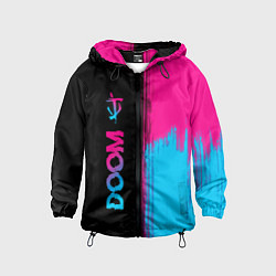 Ветровка с капюшоном детская Doom - neon gradient: по-вертикали, цвет: 3D-черный