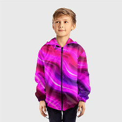 Ветровка с капюшоном детская Розовая объемная абстракция, цвет: 3D-черный — фото 2