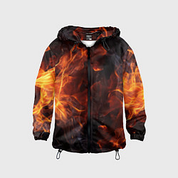 Ветровка с капюшоном детская Огонь и искры, цвет: 3D-черный