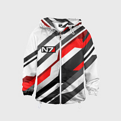 Ветровка с капюшоном детская Mass effect - white uniform n7, цвет: 3D-белый