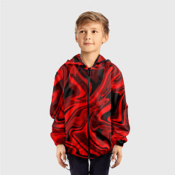 Ветровка с капюшоном детская Красно-чёрная пластичная абстракция, цвет: 3D-черный — фото 2