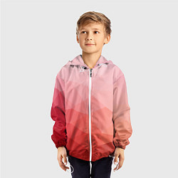 Ветровка с капюшоном детская Абстракция с градиентом полигональная, цвет: 3D-белый — фото 2