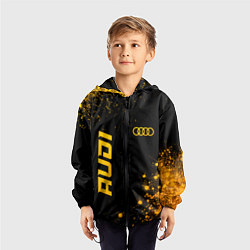 Ветровка с капюшоном детская Audi - gold gradient вертикально, цвет: 3D-черный — фото 2