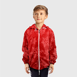 Ветровка с капюшоном детская Красные снежинки, цвет: 3D-белый — фото 2