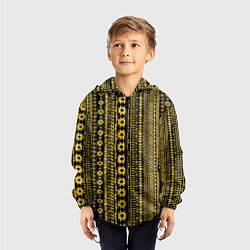 Ветровка с капюшоном детская Африканские узоры жёлтый на чёрном, цвет: 3D-черный — фото 2