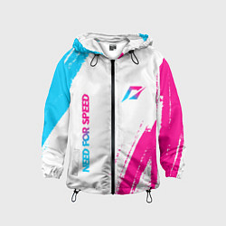 Ветровка с капюшоном детская Need for Speed neon gradient style вертикально, цвет: 3D-черный