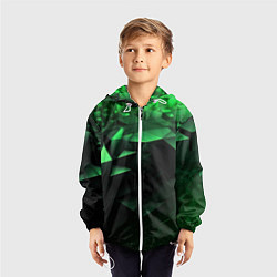 Ветровка с капюшоном детская Видение зеленого в абстракции, цвет: 3D-белый — фото 2
