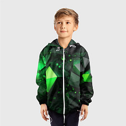 Ветровка с капюшоном детская Гармония зелени в абстракции, цвет: 3D-белый — фото 2
