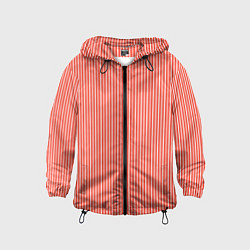 Ветровка с капюшоном детская Красно-белая вертикальная полоса, цвет: 3D-черный