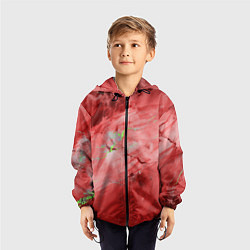 Ветровка с капюшоном детская Красный мрамор, цвет: 3D-черный — фото 2