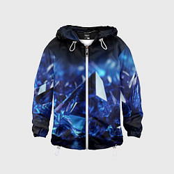 Ветровка с капюшоном детская Синие прозрачные алмазы, цвет: 3D-белый