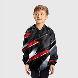 Ветровка с капюшоном детская Red black abstract, цвет: 3D-черный — фото 2