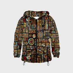 Ветровка с капюшоном детская Африканский этнический орнамент, цвет: 3D-черный