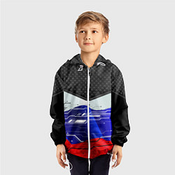 Ветровка с капюшоном детская Стёганные ромбы: русский хакер, цвет: 3D-белый — фото 2