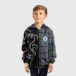 Ветровка с капюшоном детская Chelsea fc glitch, цвет: 3D-черный — фото 2