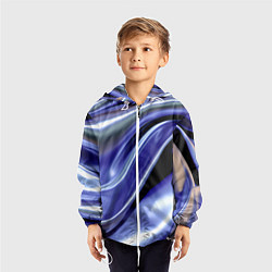 Ветровка с капюшоном детская Синяя вязкая абстракция, цвет: 3D-белый — фото 2