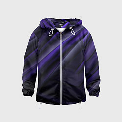 Ветровка с капюшоном детская Черный фиолетовый фон с абстракцией, цвет: 3D-белый