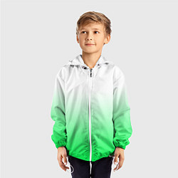 Ветровка с капюшоном детская Градиент бело-зелёный, цвет: 3D-белый — фото 2