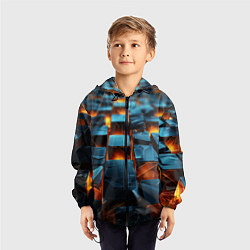 Ветровка с капюшоном детская Темные плитки в лаве, цвет: 3D-черный — фото 2