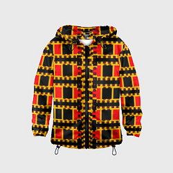 Ветровка с капюшоном детская Королевские квадраты, цвет: 3D-черный