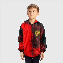 Ветровка с капюшоном детская Россия герб спорт краски, цвет: 3D-черный — фото 2