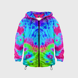 Ветровка с капюшоном детская Tie-Dye abstraction, цвет: 3D-черный