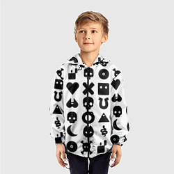 Ветровка с капюшоном детская Love death robots pattern white, цвет: 3D-черный — фото 2