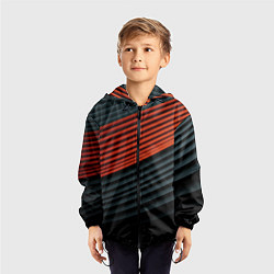 Ветровка с капюшоном детская Рифленая абстракция, цвет: 3D-черный — фото 2