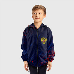 Ветровка с капюшоном детская Россия краски текстура, цвет: 3D-черный — фото 2