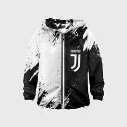 Ветровка с капюшоном детская Juventus краски чёрнобелые, цвет: 3D-белый