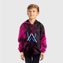 Ветровка с капюшоном детская Алан Волкер огенный стиль градиент, цвет: 3D-черный — фото 2