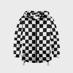 Ветровка с капюшоном детская Шахматный паттерн доска, цвет: 3D-черный
