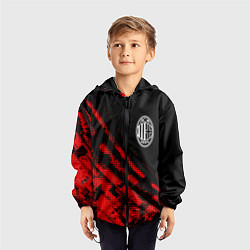 Ветровка с капюшоном детская AC Milan sport grunge, цвет: 3D-черный — фото 2