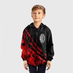 Ветровка с капюшоном детская AC Milan sport grunge, цвет: 3D-черный — фото 2