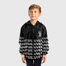 Ветровка с капюшоном детская Juventus pattern fc club steel, цвет: 3D-черный — фото 2