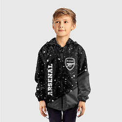 Ветровка с капюшоном детская Arsenal sport на темном фоне вертикально, цвет: 3D-черный — фото 2