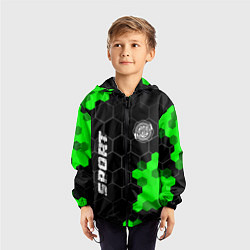 Ветровка с капюшоном детская Chrysler green sport hexagon, цвет: 3D-черный — фото 2