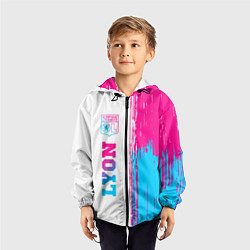Ветровка с капюшоном детская Lyon neon gradient style по-вертикали, цвет: 3D-черный — фото 2