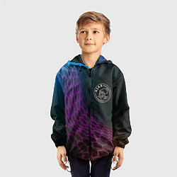 Ветровка с капюшоном детская Ajax футбольная сетка, цвет: 3D-черный — фото 2