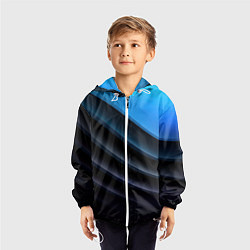 Ветровка с капюшоном детская Геометрическая синяя абстракция на черном фоне мин, цвет: 3D-белый — фото 2