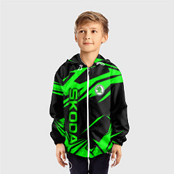 Ветровка с капюшоном детская Skoda - green uniform, цвет: 3D-белый — фото 2