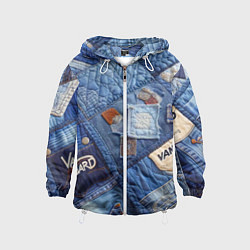 Ветровка с капюшоном детская Vanguard jeans patchwork - ai art, цвет: 3D-белый