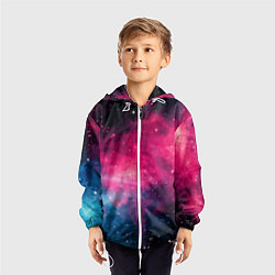Ветровка с капюшоном детская Абстрактный космос фантастика, цвет: 3D-белый — фото 2