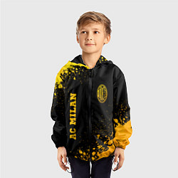 Ветровка с капюшоном детская AC Milan - gold gradient вертикально, цвет: 3D-черный — фото 2
