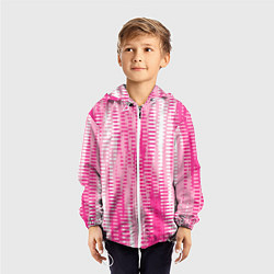 Ветровка с капюшоном детская Бело-розовый полосатый, цвет: 3D-белый — фото 2