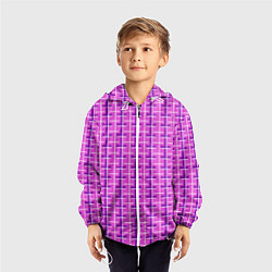 Ветровка с капюшоном детская Фиолетовые полосы, цвет: 3D-белый — фото 2