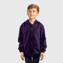 Ветровка с капюшоном детская Чёрно-фиолетовый ломаные полосы, цвет: 3D-черный — фото 2